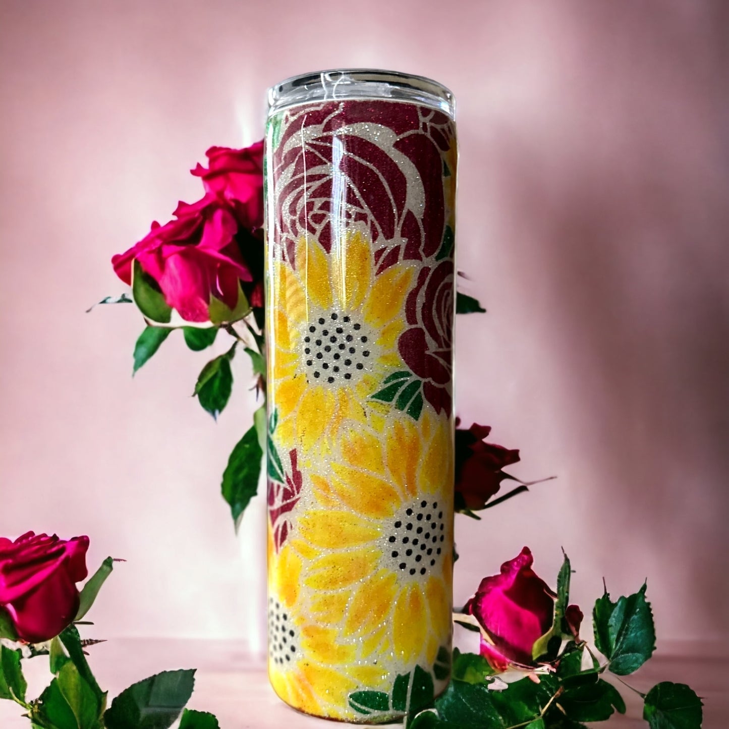 30oz Sunflowers & Roses Glittered Tumbler