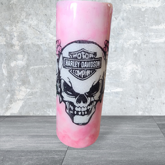 30oz Pink Skull/Lady Biker cup