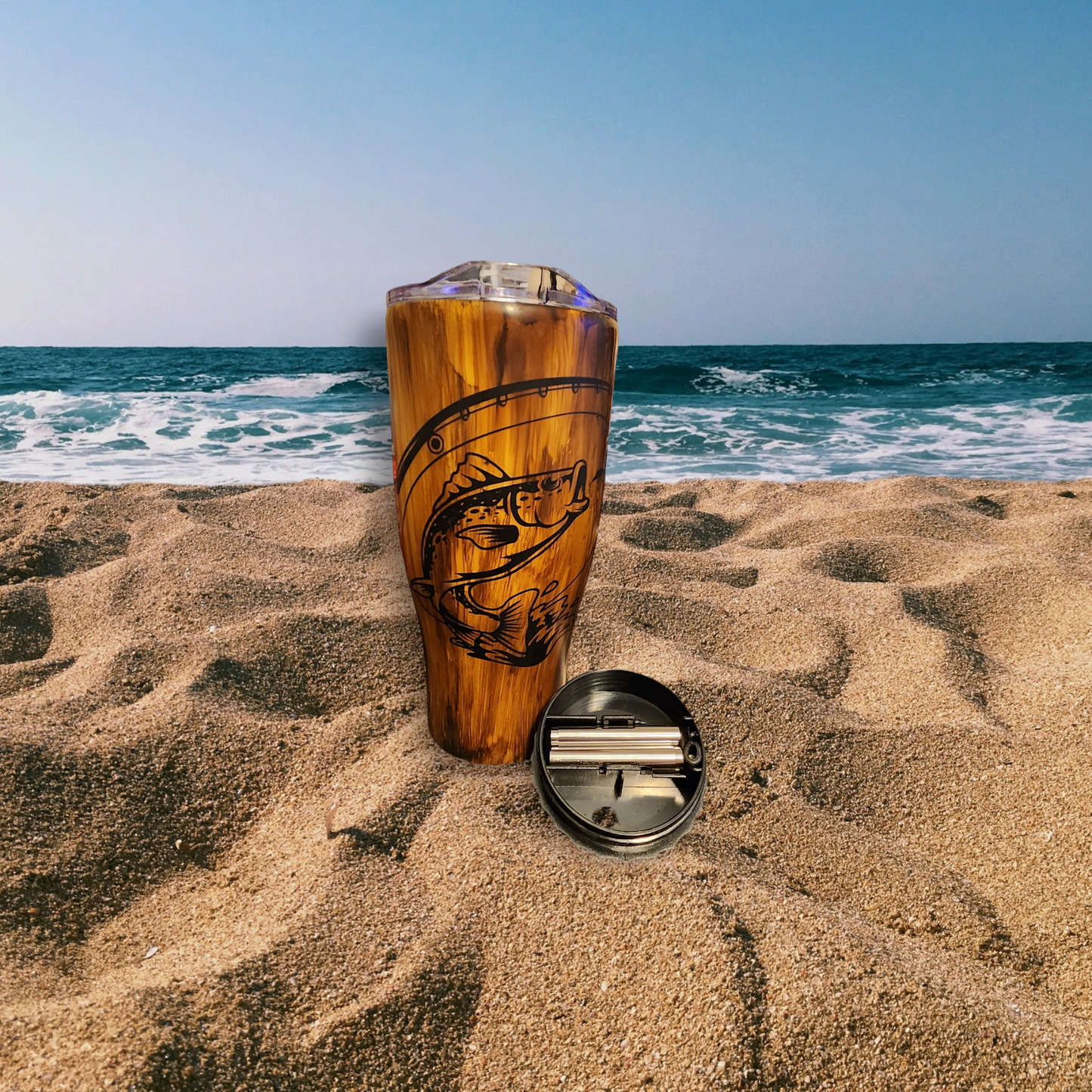 32oz Fishing Woodgrain Tumbler